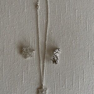 Silver Snowflake Necklace, Snowflake Brooch and Leaf  Earring Bundle